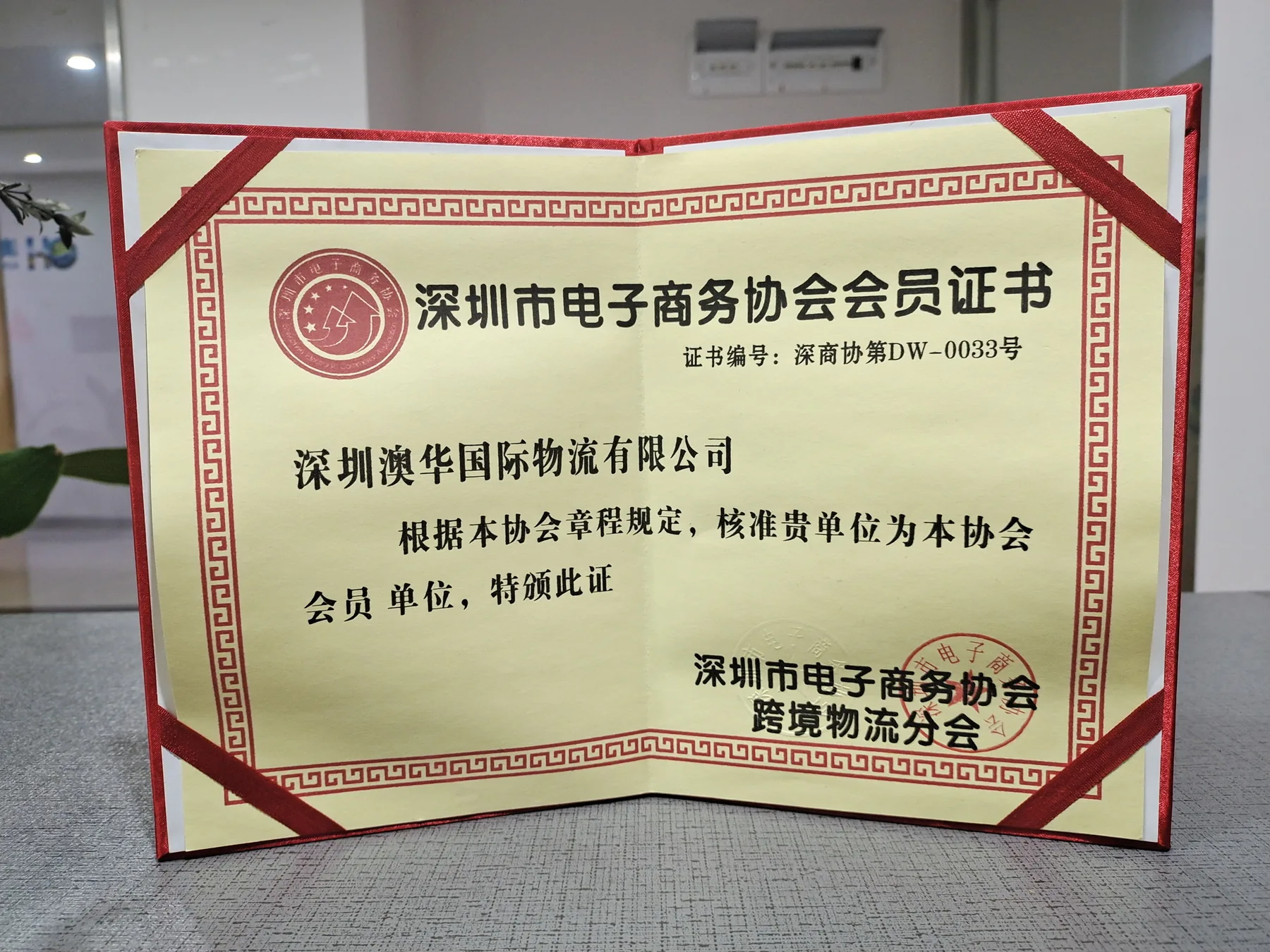 Austway Group Shenzhen Electronic Commerce Association membership certificate