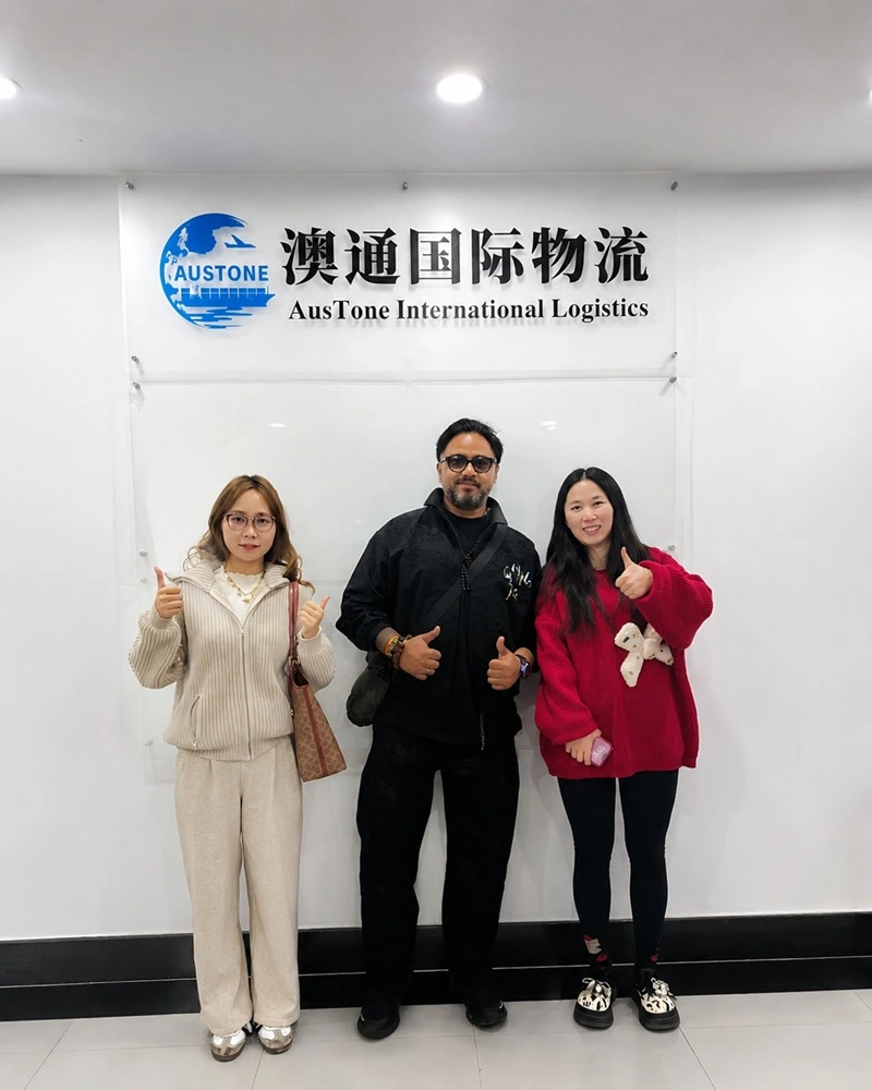 Client photo showing logistics support from China by Austone